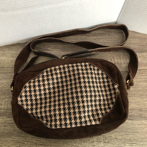 Vtg Suede and Houndstooth Shoulder Bag - Picture 9 of 13